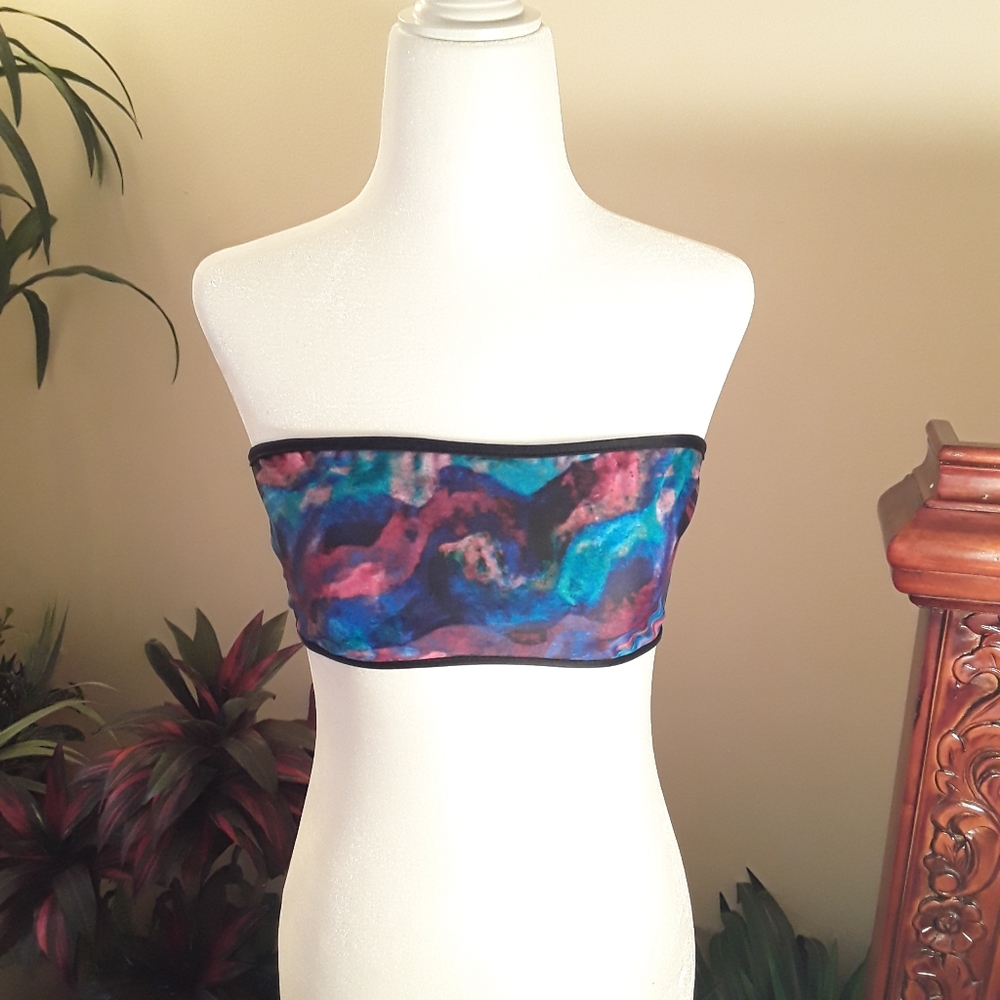 NWOT Mia Marcelle Watercolor Bandeau Bikini Top